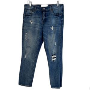 GAP Denim Jeans Best Girlfriend Distressed Slim Leg Light Wash Mid Rise Sz‎ 30R